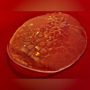 VTG Kosta Boda Swedish Art Glass Grapes Oval Platter XL 15" L x 13" W 1985 EUC